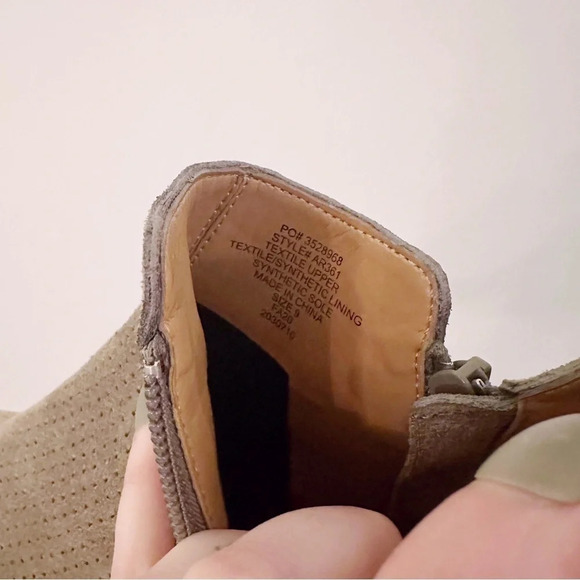 J. Crew Perforated Microsuede Boots Short Booties Tan Brown Zippers - Picture 4 of 7